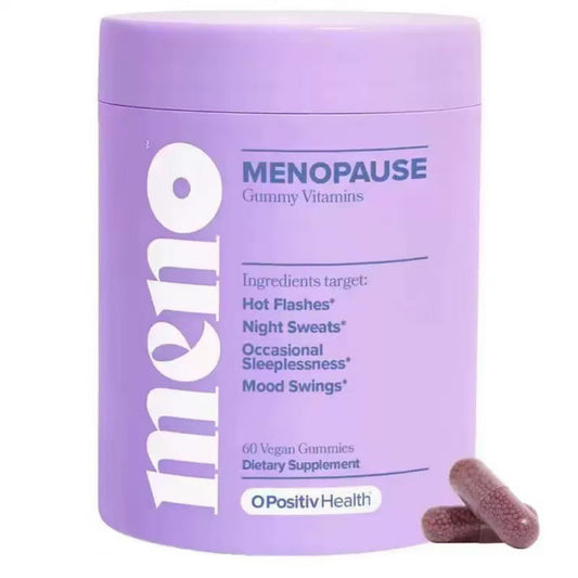 Meno Menopause Gummy Vitamins by O Positiv | Hot Flashes, Night Sweats & Mood Support | 60 Vegan Gummies | Dietary Supplement