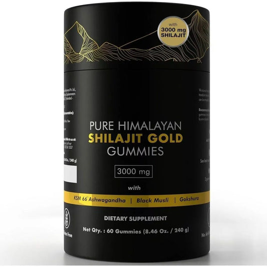 Pure Himalayan Shilajit Gold Gummies 3-Pack | 3000mg | 180 Gummies | 90-Day Supply | KSM-66 Ashwagandha, Black Musli & Gokshura | Lab Tested | Organic Wellness Hub