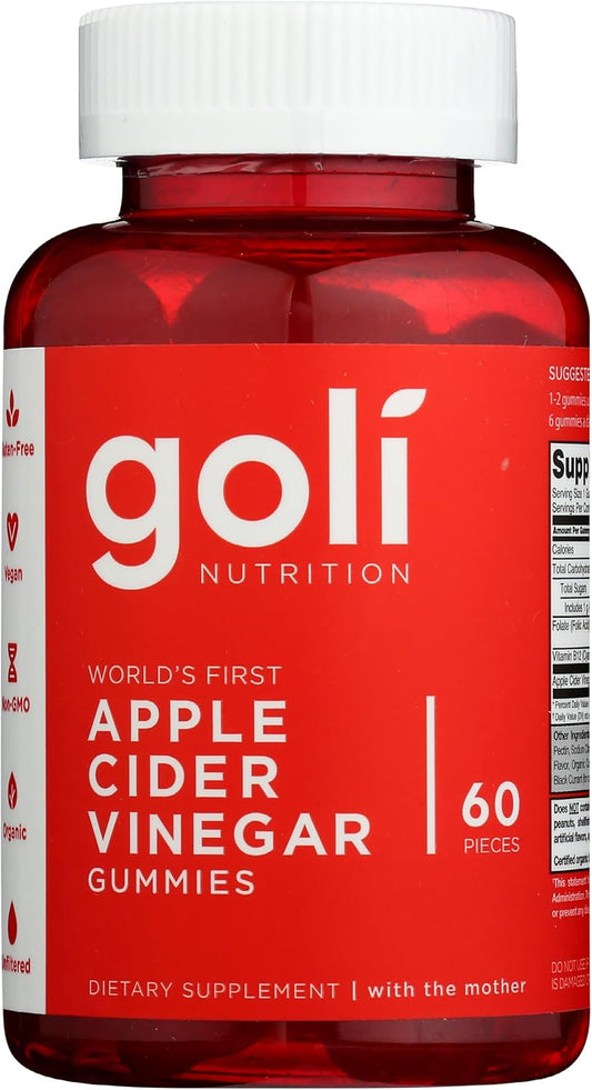 Goli Apple Cider Vinegar Gummies 3 Pack | 180 Pieces | Worlds First ACV Gummy | With the Mother | Organic | Gluten Free | Non GMO | Vegan | Digestive Weight and Immune Support Supplement