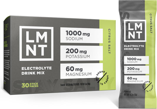 LMNT Electrolyte Drink Mix Citrus Salt 4x30 Stick Packs | 1000mg Sodium | No Sugar | Lab Tested | Organic Wellness Hub