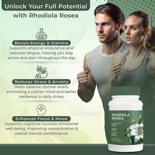Rhodiola Rosea 500mg | Stress Support, Mental Clarity & Natural Energy - 60 Vegan Capsules