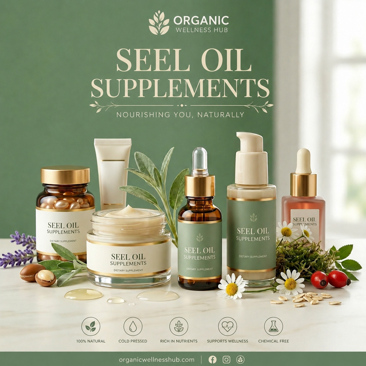 Seel Oil Supplements collection by Organic Wellness Hub featuring natural wellness supplements, oils, creams, and botanical ingredients.
