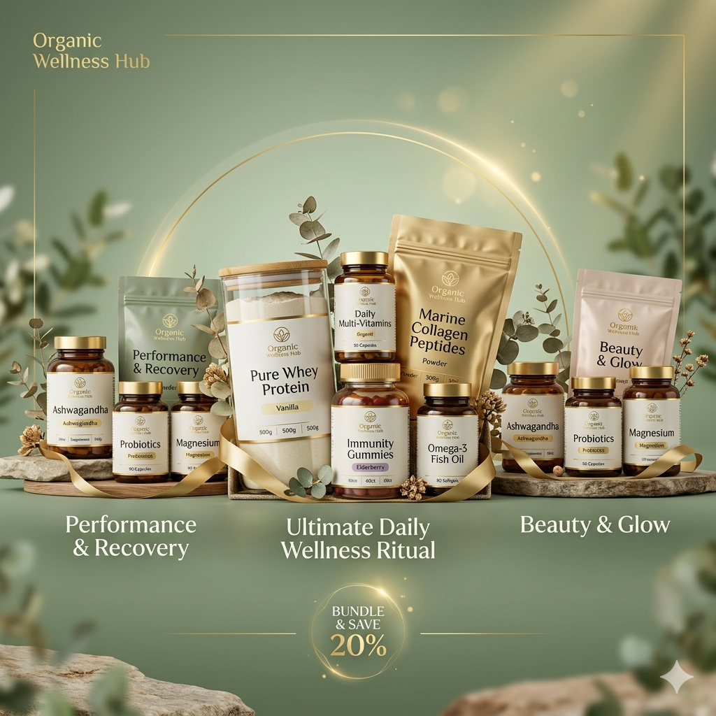 Organic Wellness Hub bundle offers with multiple wellness supplements in discounted value packs.