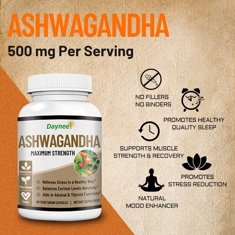 Ashwagandha Maximum Strength - Stress Relief, Cortisol Balance, 60 Vegetarian Capsules, Vegan, Gluten-Free | Organic Wellness Hub