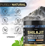 Shilajit Gummies with Ashwagandha, Sea Moss, Lion Mane & Burdock Root - Blue Razz 60 Gummies | Organic Wellness Hub