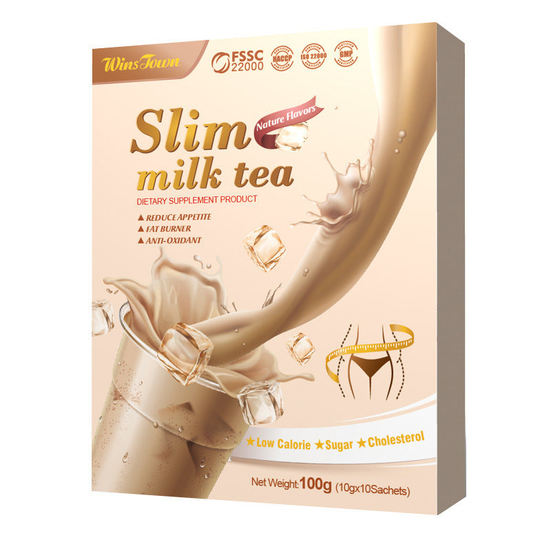 WinsTown Slim Milk Tea - 10 Sachets (100g) | Appetite Reducer, Fat Burner & Antioxidant | Low Calorie, Sugar-Free, Cholesterol-Free | Nature Flavor Dietary Supplement