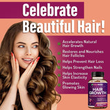Advanced Hair Growth Supplement with Biotin 10,000mcg Collagen & MSM | Hair Skin & Nails Support | Organic Wellness Hub