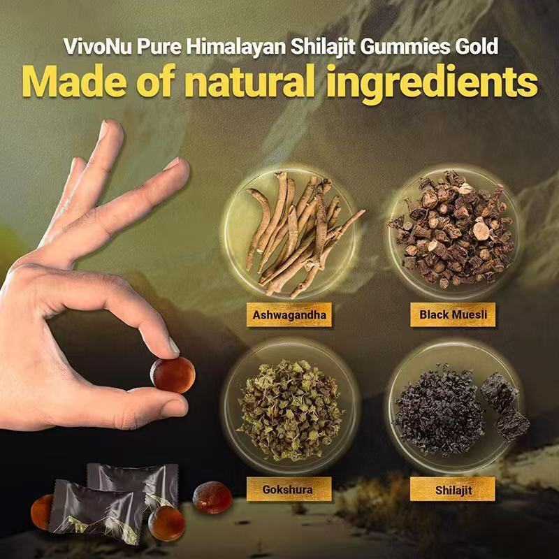 Himalayan Shilajit Gold Gummies 3000mg with Ashwagandha & Black Musli | Organic Wellness Hub