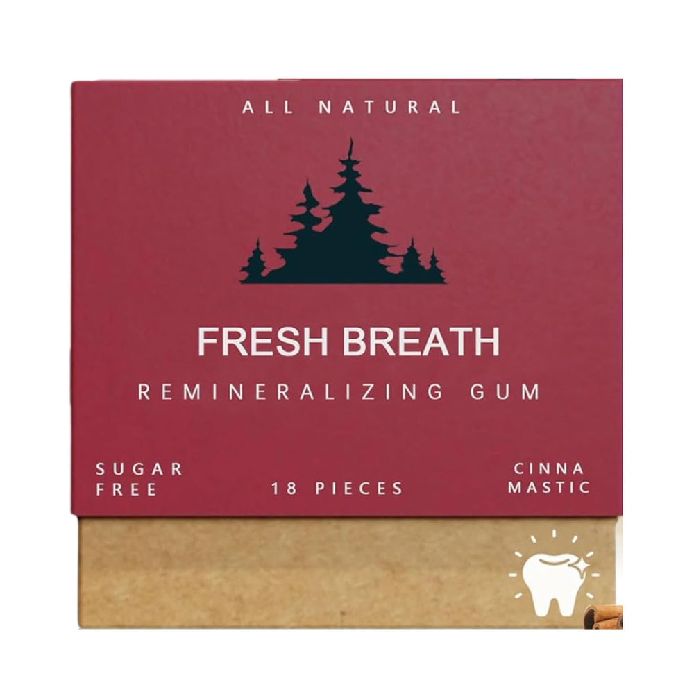 All Natural Fresh Breath Remineralizing Gum | Sugar Free | Mastic Mint | 18 Pieces | Organic Wellness Hub