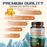 Triple Strength Omega-3 Fish Oil 3,600mg - 1300mg EPA & 860mg DHA, 120 Lemon Softgels | Organic Wellness Hub