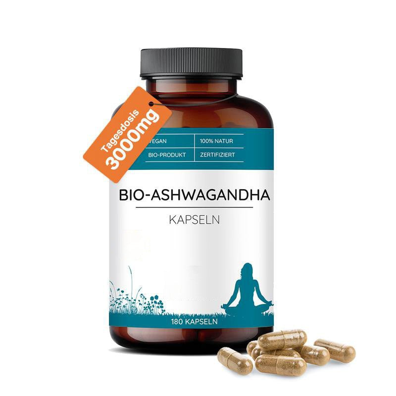 Organic Ashwagandha Capsules 3000mg Daily Dose | Certified Bio | Vegan | 180 Capsules ? 60-Day Supply | Stress, Sleep & Energy Support