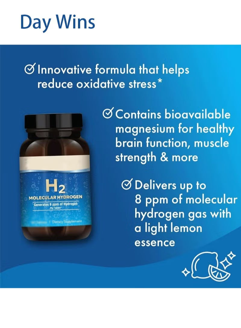 H2 Molecular Hydrogen Tablets 8 ppm - Lab Tested Antioxidant & Energy Support Supplement | Organic Wellness Hub