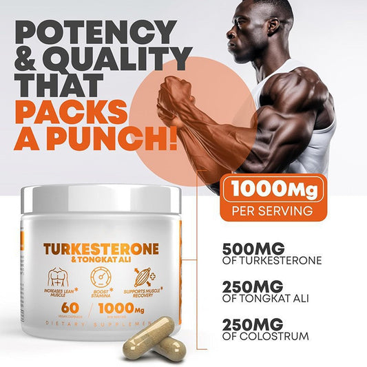 Turkesterone & Tongkat Ali 1000mg | Lean Muscle, Stamina & Recovery - 60 Vegan Capsules
