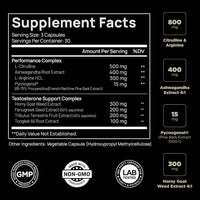 Terra ELMNT Testosterone Support for Men - Ashwagandha, Pycnogenol, Horny Goat Weed, Tongkat Ali & Tribulus | 90 Capsules | Natural Test Booster Supplement