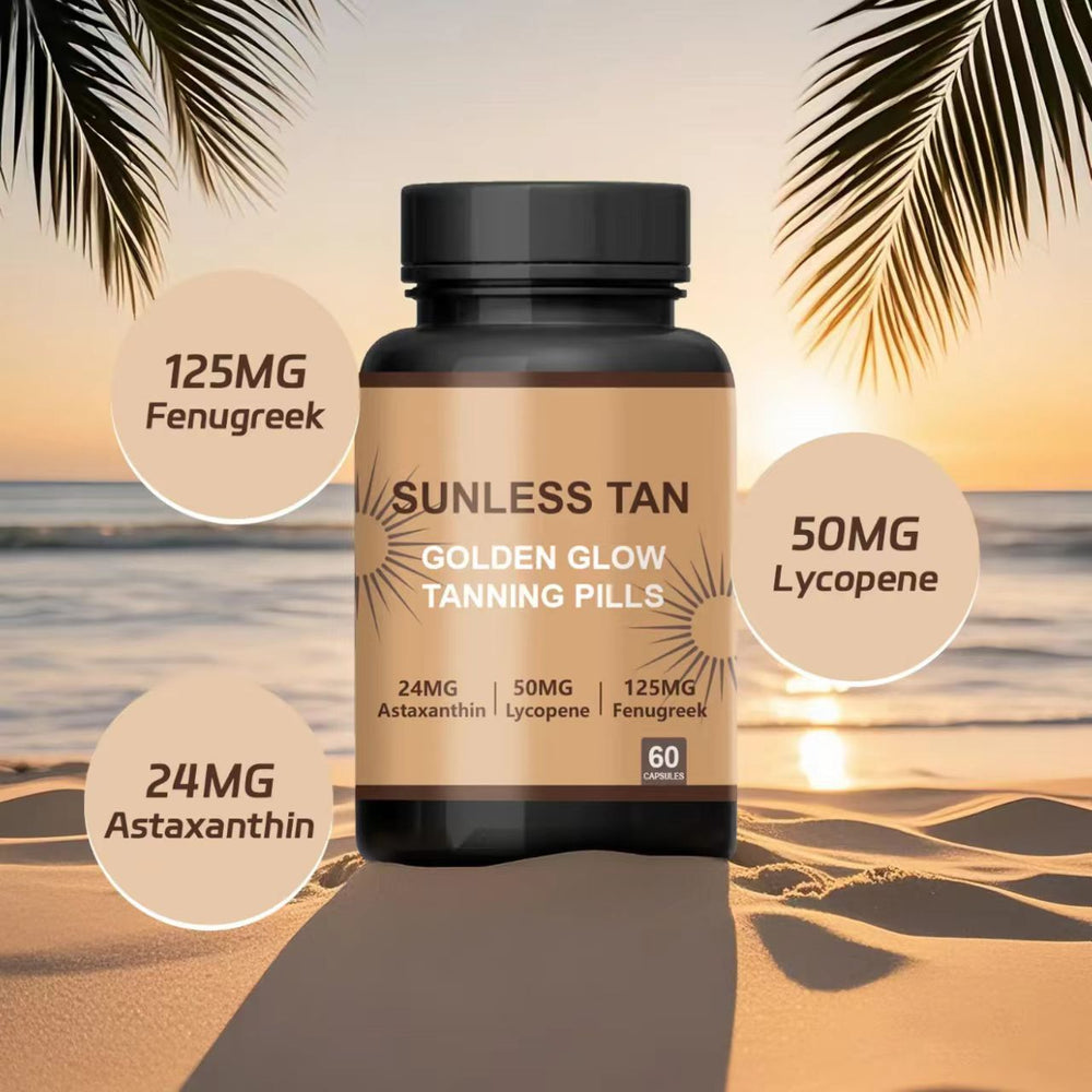 Sunless Tan Golden Glow Tanning Pills 60 Capsules | Bronzed Glow & Skin Support Supplement | Organic Wellness Hub