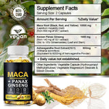 Maca Ashwagandha Panax Ginseng Capsules 120 Count -Energy, Stamina & Focus Support | Organic Wellness Hub