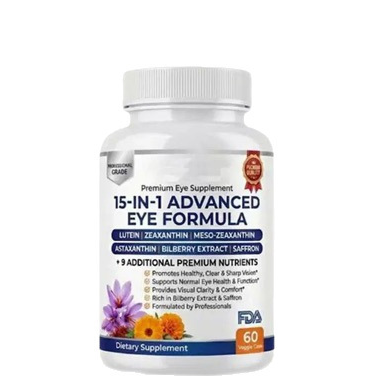 15-in-1 Advanced Eye Formula Supplement | Lutein, Zeaxanthin & Astaxanthin Eye Health Support 60 Veg Capsules | Organic Wellness Hub