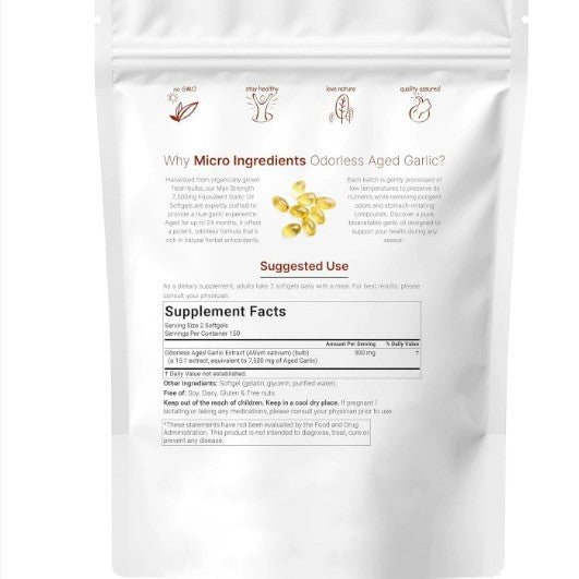 Odorless Aged Garlic Extract | 300 Softgels | Heart Health, Immunity & Antioxidant Support | GMO Free, Gluten Free, Lab Tested | Organic Wellness Hub