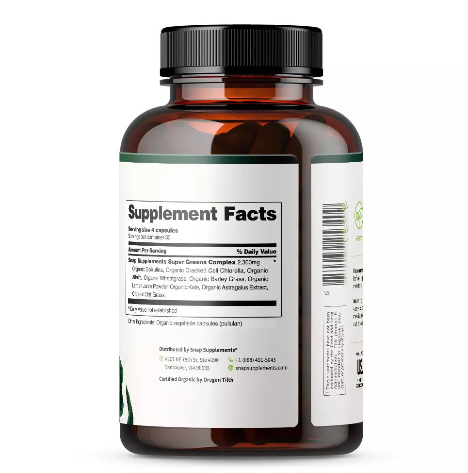 Organic Spirulina & Chlorella Capsules 120 Count | Super Greens Detox Supplement | Organic Wellness Hub