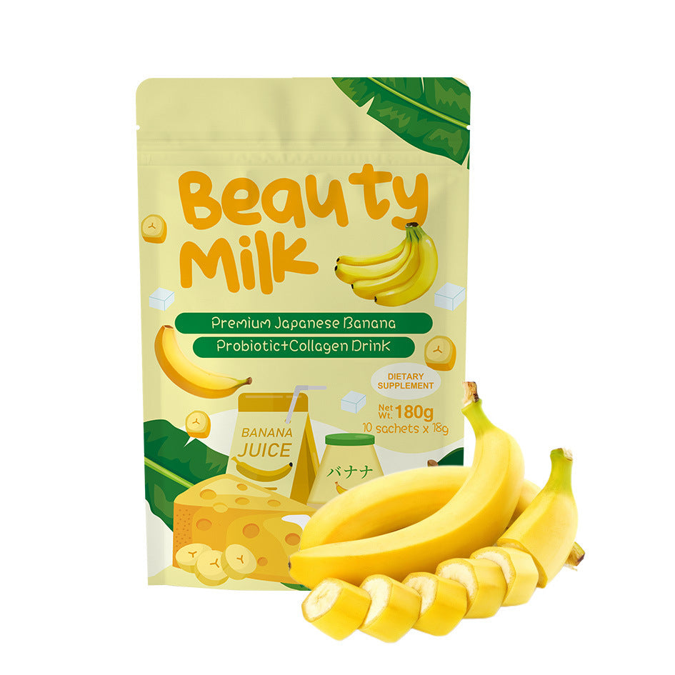 Beauty Milk Premium Japanese Banana Probiotic & Collagen Drink -- 50,000mg | 10 Sachets | Organic Wellness Hub