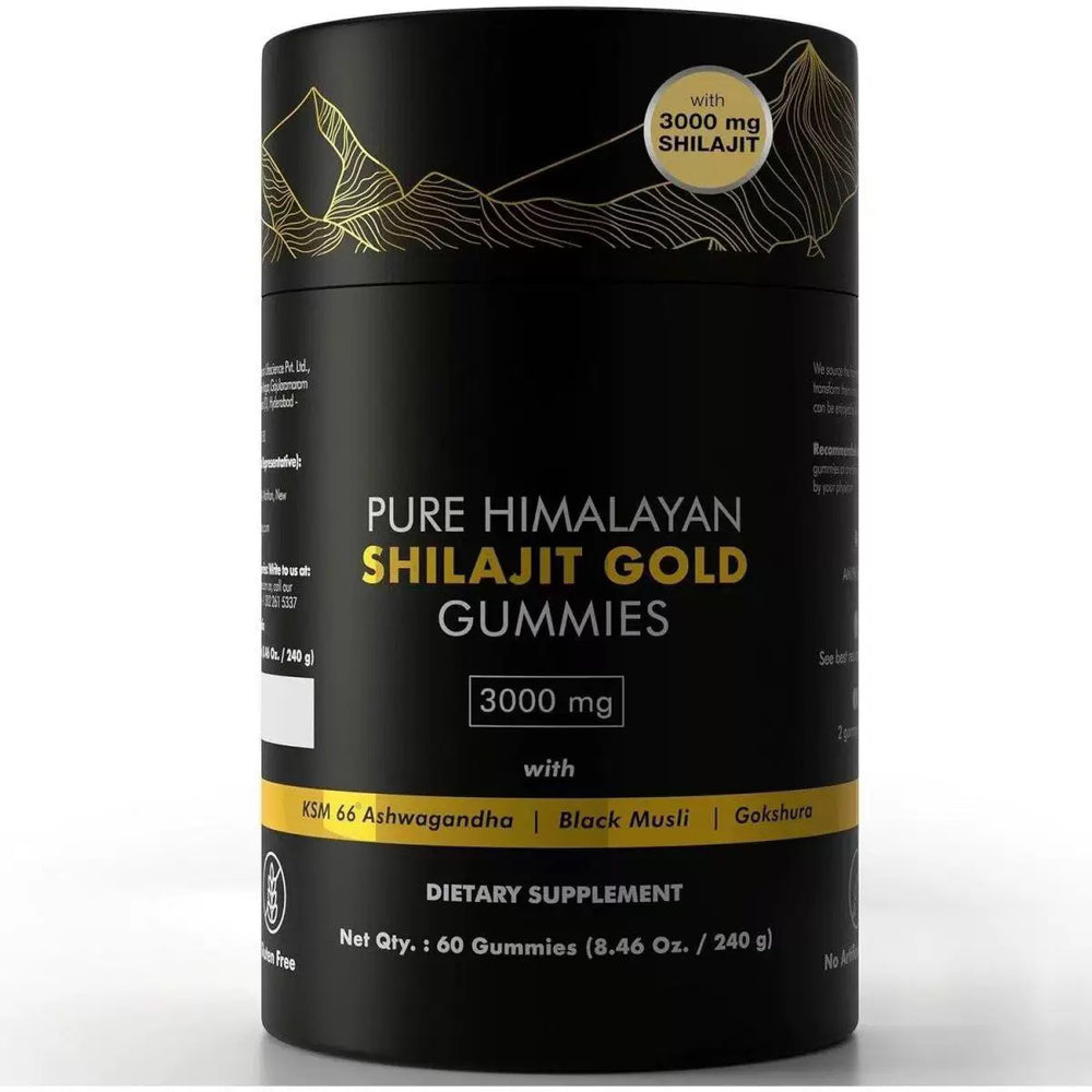 Gold Shilajit Gummies 3000mg with Ashwagandha, Black Musli & Gokshura | 80 Gummies
