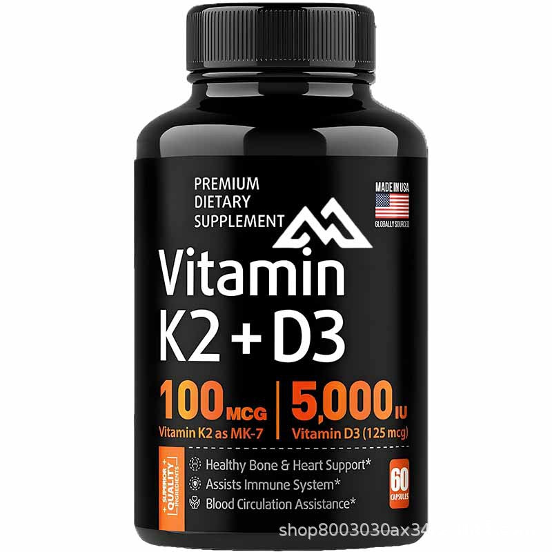 Vitamin K2 MK-7 100mcg + Vitamin D3 5000 IU Capsules - Bone, Heart & Immune Support | Organic Wellness Hub