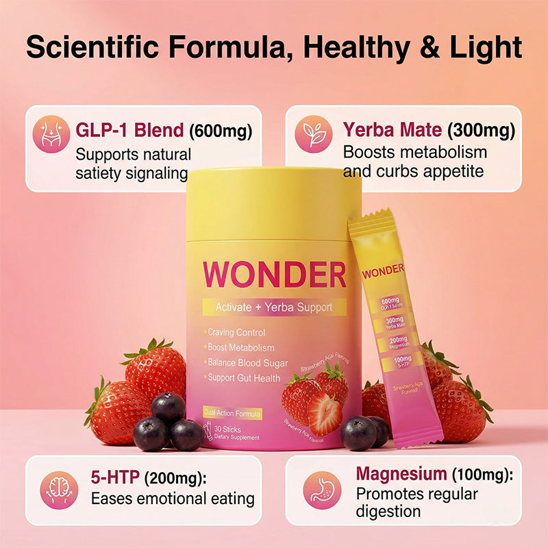 WONDER Activate + Yerba Support - 30 Sticks Dual-Action Formula | Craving Control, Metabolism Boost, Blood Sugar Balance & Gut Health | Strawberry A�a� | Dietary Supplement