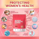 Women's Probiotic Gummies - 5 Billion CFUs | Probiotics + Prebiotics + Cranberry | No Sugar | Vegan | Non-GMO | 60 Gummies