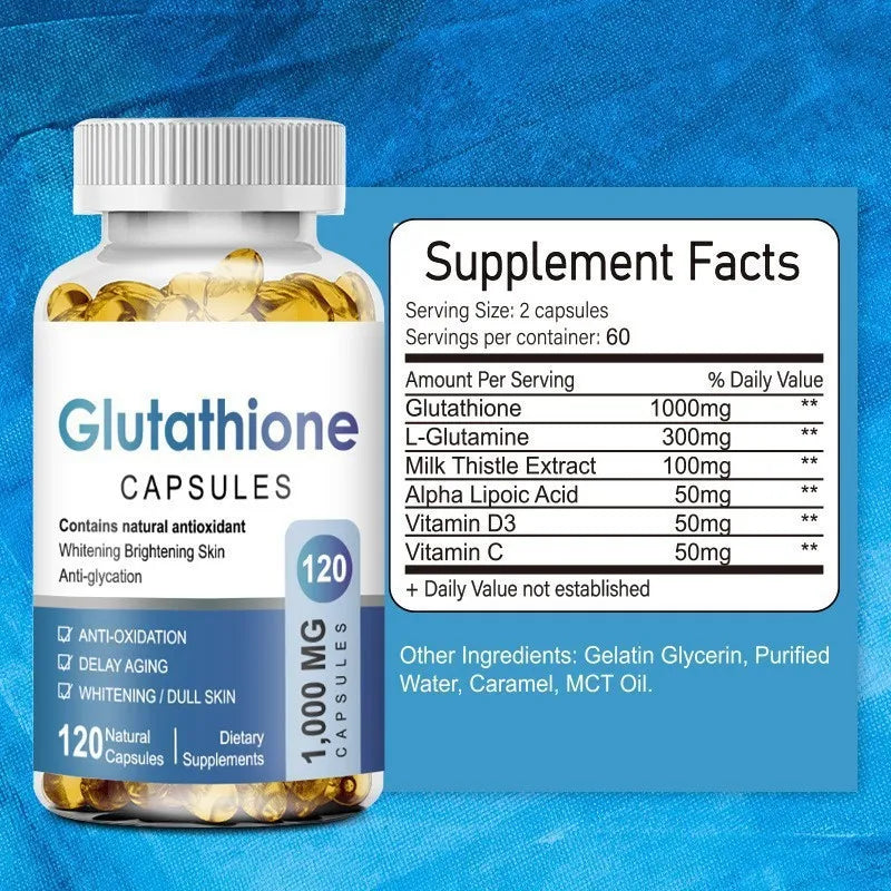 Glutathione Capsules 3-Pack Bundle 1000mg | Natural Antioxidant Skin Brightening Whitening Anti-Glycation & Anti-Aging | 360 Capsules | Organic Wellness Hub