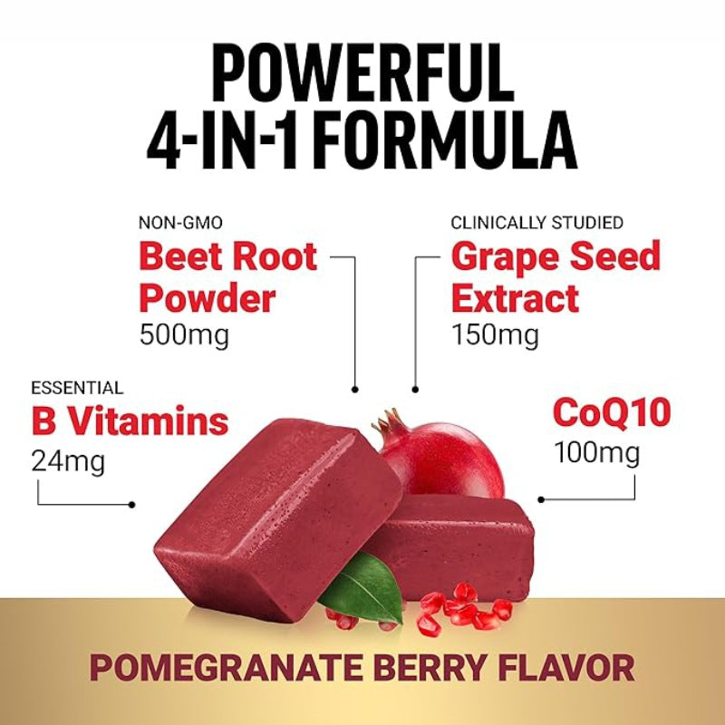 Total Beets Ultimate Heart Health - 4-in-1 Blood Pressure Support with CoQ10, Beetroot Nitrates, Grapeseed & B Vitamins | Pomegranate Berry | Organic Wellness Hub