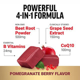 Total Beets Ultimate Heart Health - 4-in-1 Blood Pressure Support with CoQ10, Beetroot Nitrates, Grapeseed & B Vitamins | Pomegranate Berry | Organic Wellness Hub