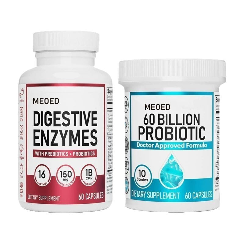 Digestive Enzymes & 60 Billion Probiotic Combo Pack - Gut Health, Digestion & Digestive Support Bundle 120 Capsules | Organic Wellness Hub