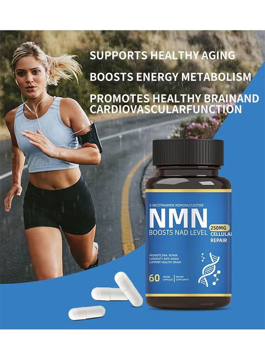 NMN 250mg Supplement — Boosts NAD+ Levels | DNA Repair | Anti-Aging | 60 Veggie Capsules – Organic Wellness Hub