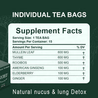 LOCRED Natural Mucus & Lung Detox Tea | Mullein Leaf & American Ginseng | Respiratory Support Herbal Tea ? 15 Individual Tea Bags