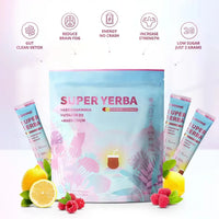 3 Pack BOOONE Super Yerba Mate Drink Mix – Raspberry Lemonade | Ashwagandha, Vitamin D3 & Magnesium | 3 x 30 Packets | 90 Total | Low Sugar Clean Energy | No Crash