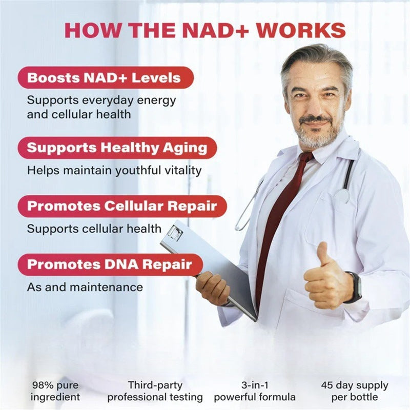 NAD+ 1000mg Capsules - Nicotinamide Riboside, PQQ & Resveratrol, Anti-Aging Cellular Energy Support | Organic Wellness Hub