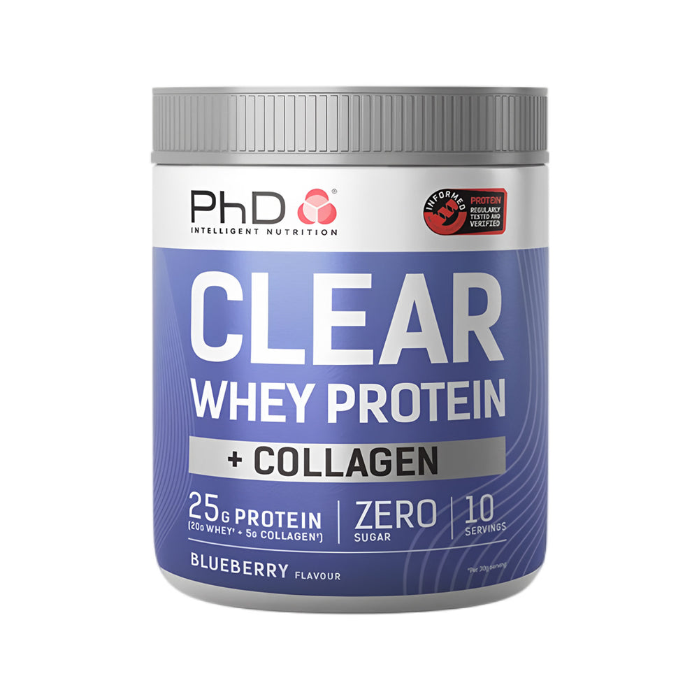 PhD Clear Whey Protein + Collagen | Peach Iced Tea | 25g Protein, Zero Sugar | Informed Sport Tested | 10 Servings | Lab Tested | Organic Wellness Hub