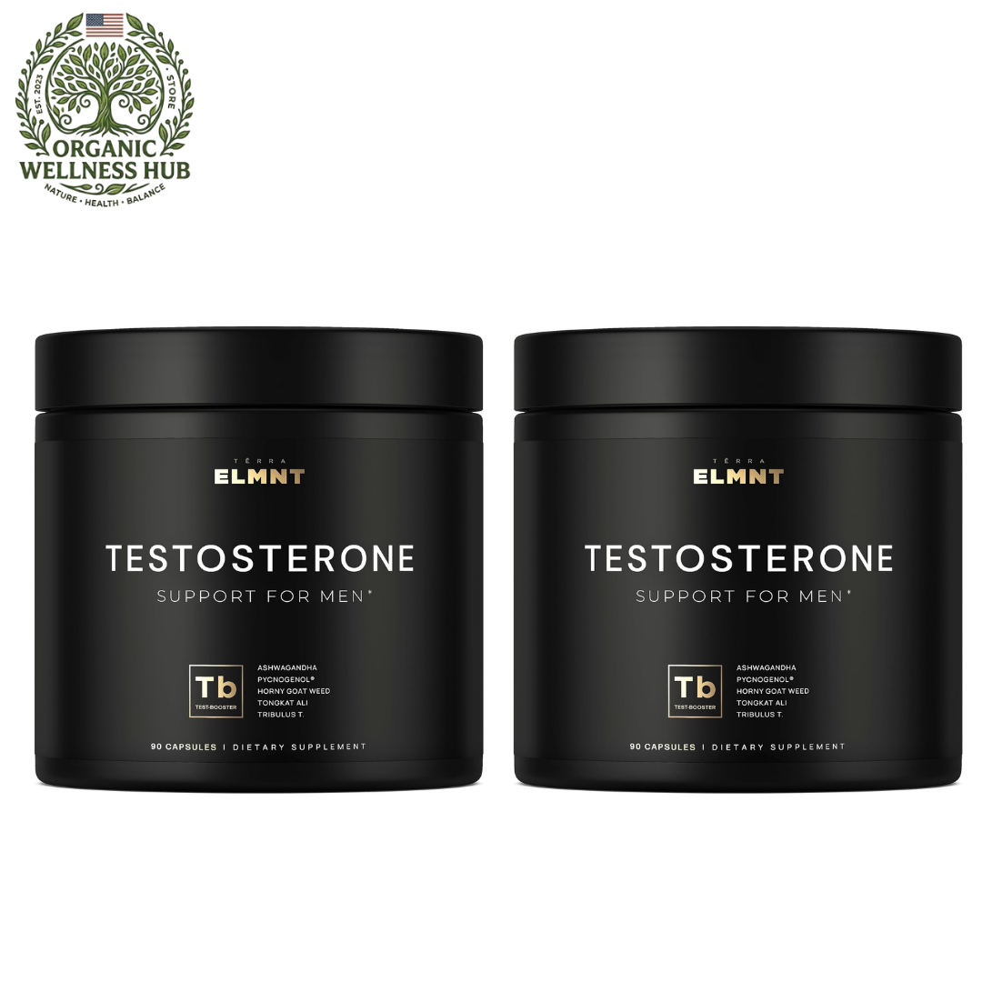 2 Pack Terra ELMNT Testosterone Support for Men – Ashwagandha, Pycnogenol, Tongkat Ali, Horny Goat Weed & Tribulus | 2 x 90 Capsules | 180 Caps Total | Natural Test Booster