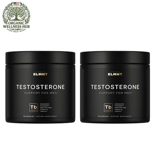 2 Pack Terra ELMNT Testosterone Support for Men – Ashwagandha, Pycnogenol, Tongkat Ali, Horny Goat Weed & Tribulus | 2 x 90 Capsules | 180 Caps Total | Natural Test Booster