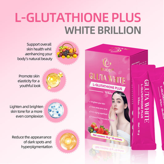 Duozi Gluta White L-Glutathione Plus | تفتيح البشرة، إزالة حب الشباب ومقاومة الشيخوخة - 10 أكياس × 10 جرام - مُختبر معمليًا | Organic Wellness Hub