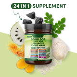 Sour Sop Shilajit Sea Moss Lions Mane Supplement | 24-in-1 Organic Blend | Ashwagandha, Turmeric, Collagen, Berberine, NAD+ | 60 Capsules | Organic Wellness Hub