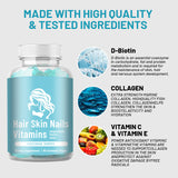 Hair Skin Nails Vitamins Gummies | Collagen Peptides + Vitamin C | Vegan | Lab Tested | Organic Wellness Hub