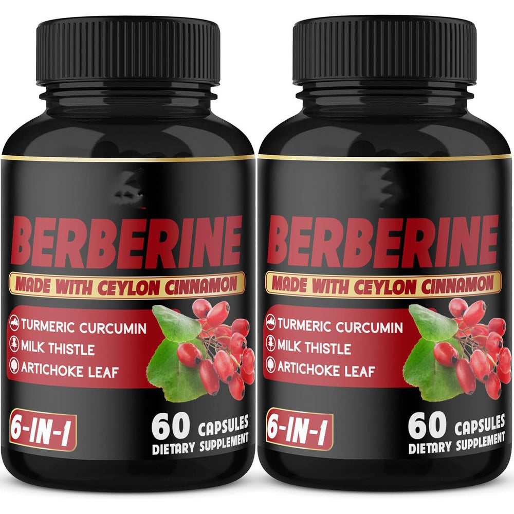 Berberine Complex 6-in-1 with Ceylon Cinnamon, Turmeric, Milk Thistle & Artichoke | 60 Capsules | Organic Wellness Hub
