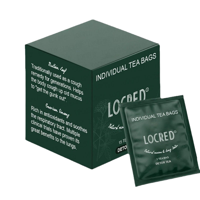 LOCRED Natural Mucus & Lung Detox Tea | Mullein Leaf & American Ginseng | Respiratory Support Herbal Tea ? 15 Individual Tea Bags