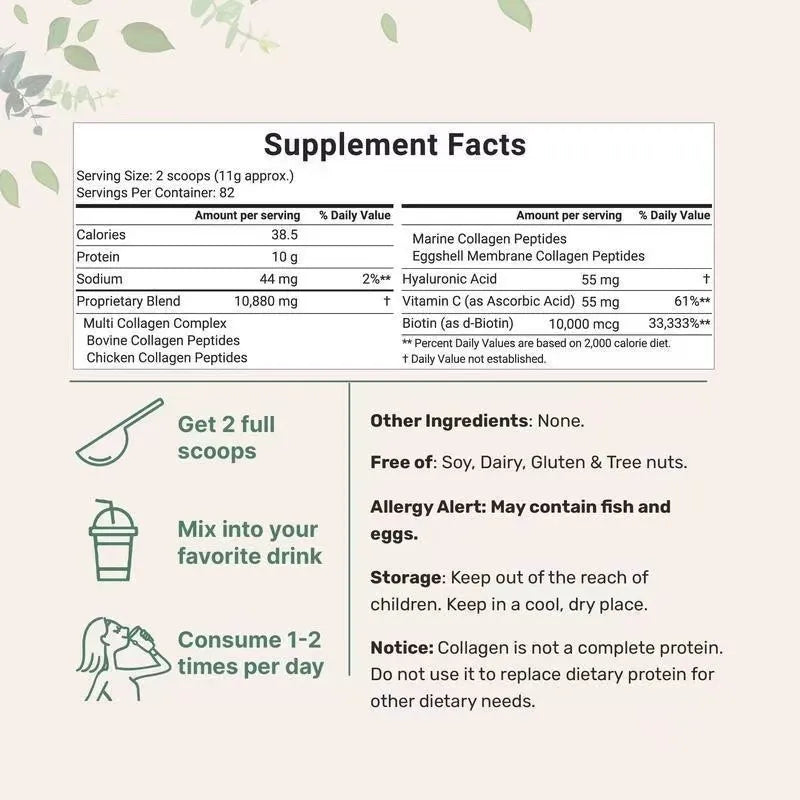 Multi Collagen Peptides Powder 3-Pack Bundle 6lb | Type I II III V X with Biotin Vitamin C & Hyaluronic Acid | GMO-Free Grass-Fed Pasture-Raised | Organic Wellness Hub