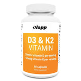 Vitamin D3 K2 5000 IU Supplement | 60 Capsules | Immune Support, Bone Health & Heart Function | Clapp D3 & K2 Formula