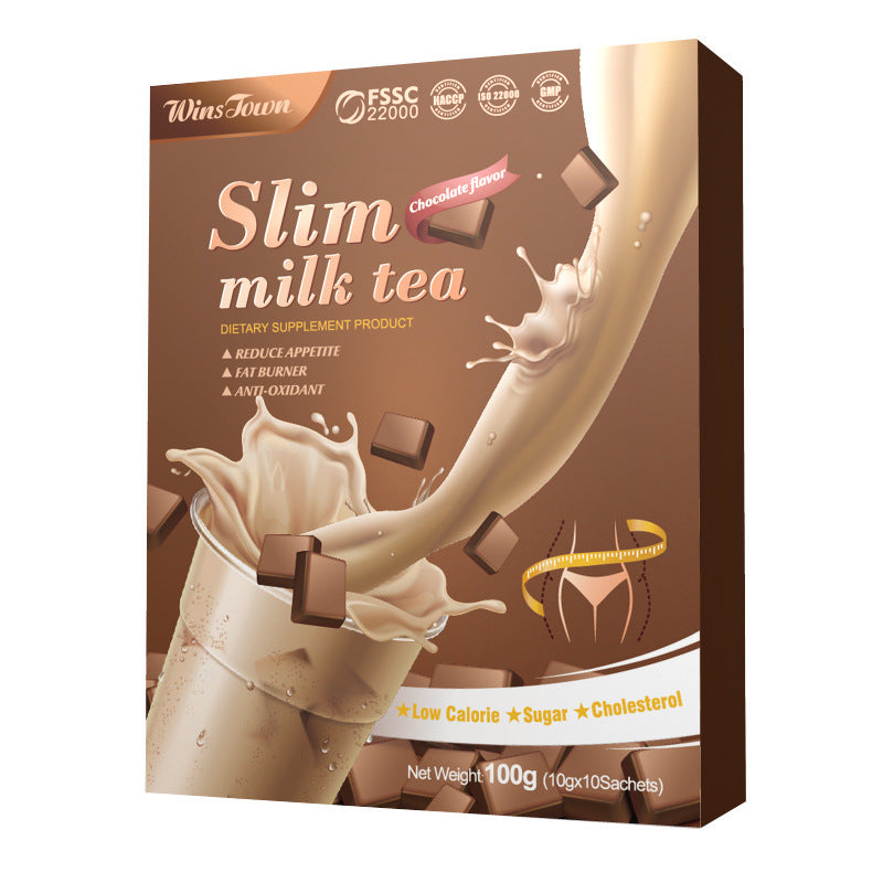 WinsTown Slim Milk Tea - 10 Sachets (100g) | Appetite Reducer, Fat Burner & Antioxidant | Low Calorie, Sugar-Free, Cholesterol-Free | Nature Flavor Dietary Supplement