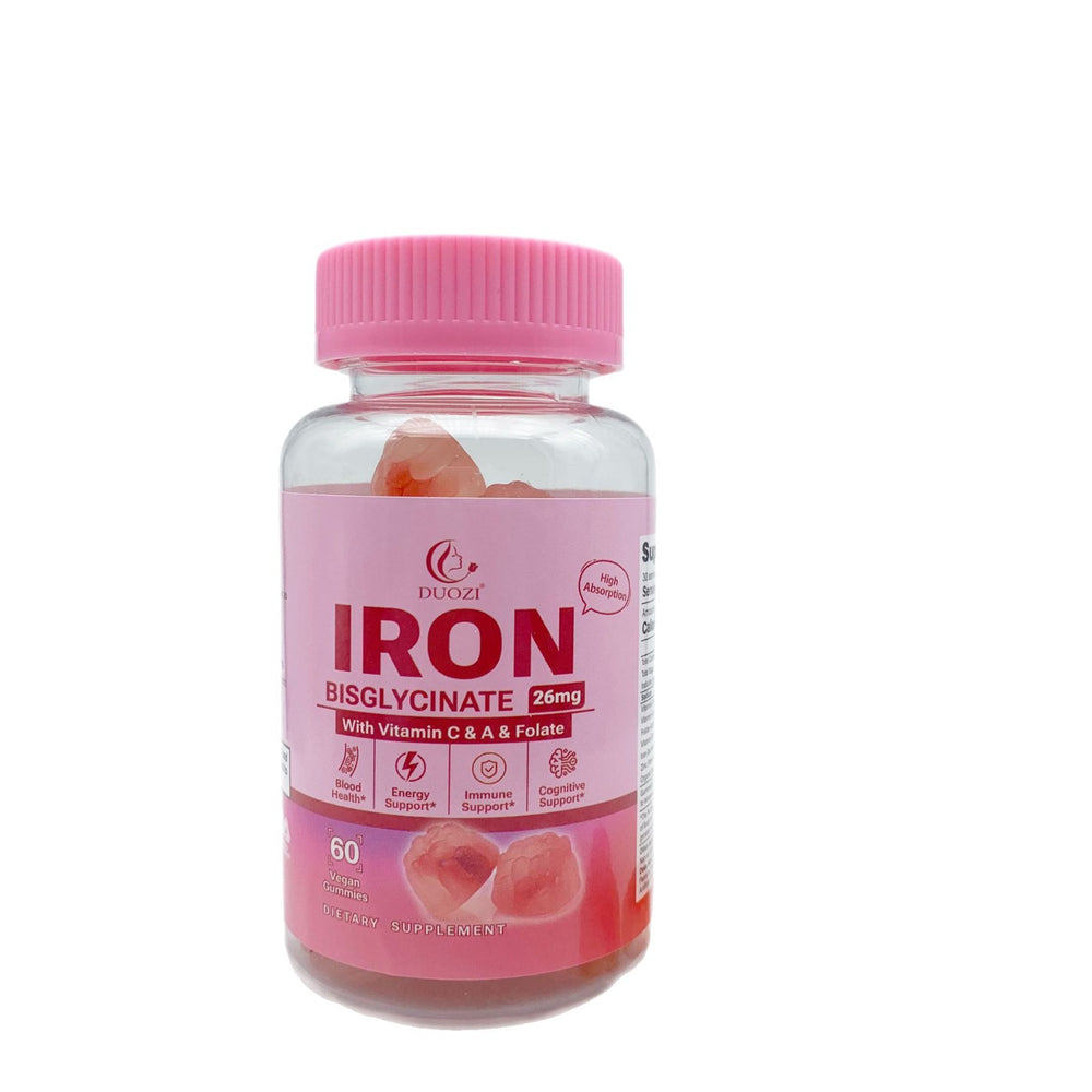 Iron Bisglycinate Gummies 26mg with Vitamin C, Vitamin A & Folate | 60 Vegan Gummies | Lab Tested | Organic Wellness Hub