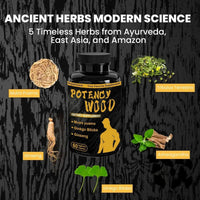 Potency Wood 3-Pack Bundle | Male Vitality Supplement | Muira Puama, Ginkgo Biloba & Ginseng | 180 Vegetarian Capsules | Made in USA