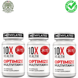 3-Pack 10X Health Optimize Methylated Multivitamin | 34-in-1 Formula | 90 Capsules | Lab Tested | Organic Wellness Hub